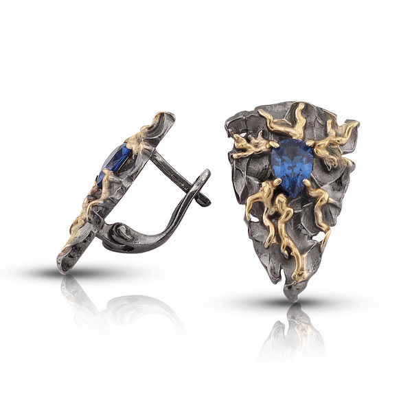 Silver Earings stones 128386